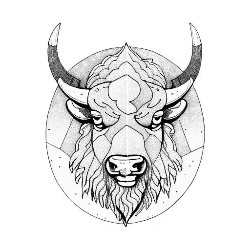 bison facing storm tattoo design idea