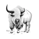 bison facing storm tattoo design idea