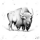 bison facing storm tattoo design idea