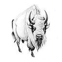 bison facing storm tattoo design idea
