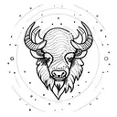 bison facing storm tattoo design idea