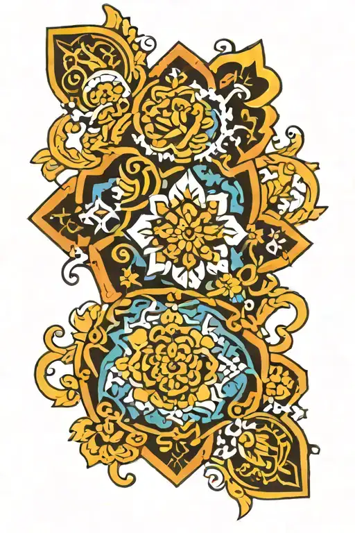 Traditional Spanish tile patterns tattoo design idea