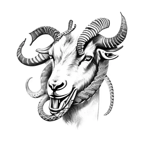 viking goat, snake and horse tattoo design idea