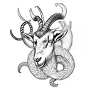 viking goat, snake and horse tattoo design idea