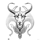 viking goat, snake and horse tattoo design idea