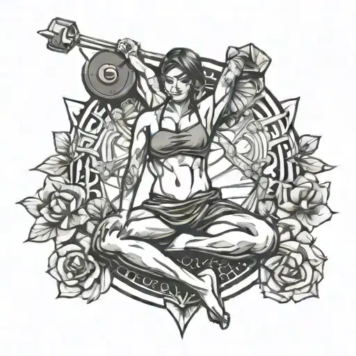 crossfit and yoga pose tattoo design idea