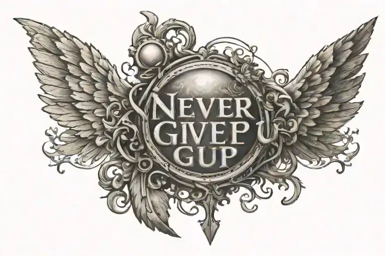 Never give Up app logo tattoo design idea