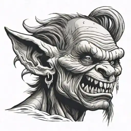 evil troll tattoo design idea