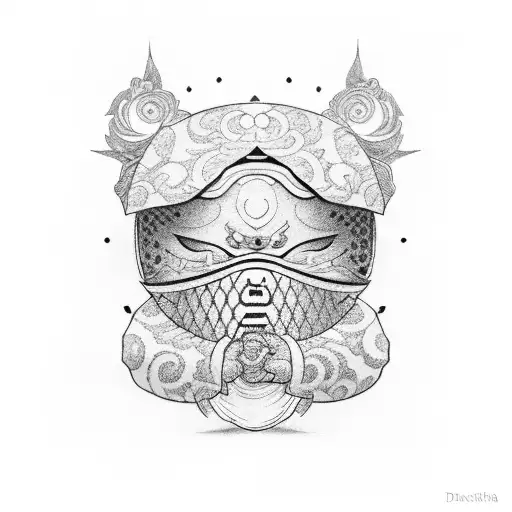 Full Sleeve Daruma design tattoo design idea