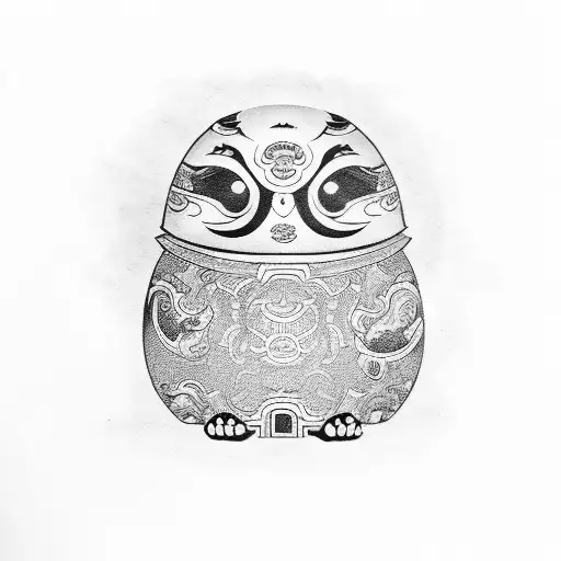 Full Sleeve Oriental Daruma design tattoo design idea