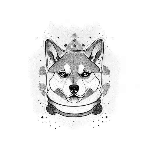 Shiba Inu pixel tattoo design idea