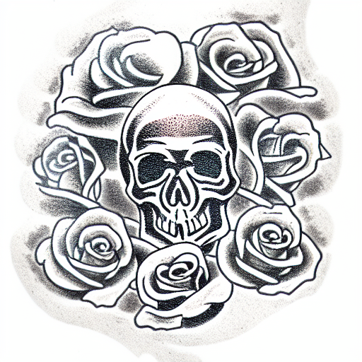 Skull and Roses tattoo design idea