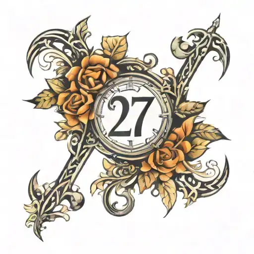 the number 27 roman numerals tattoo design idea