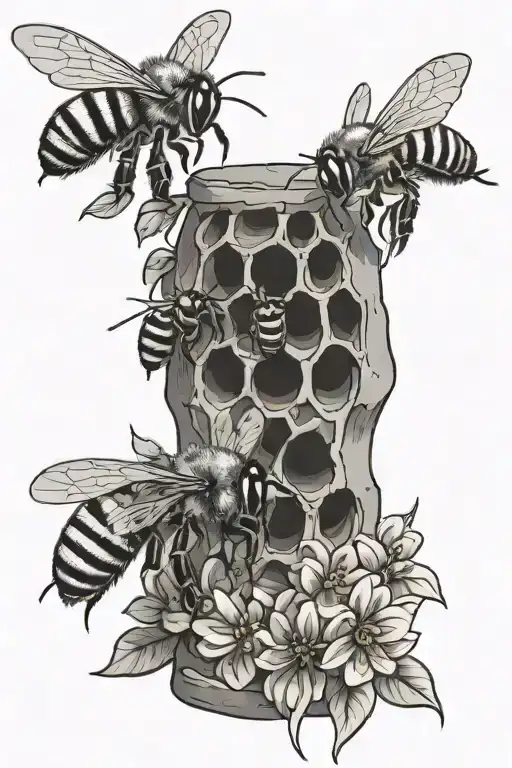 bees honey bee hive tattoo design idea