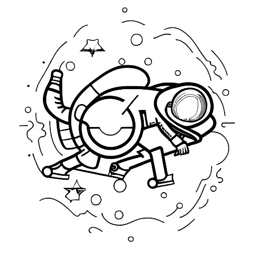 Skateboarding astronaut riding a Fibonacci sequence skateboard tattoo design idea