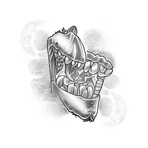 spring loaded toothed leg trap tattoo design idea
