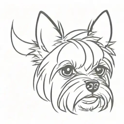 yorkie dog face tattoo design idea