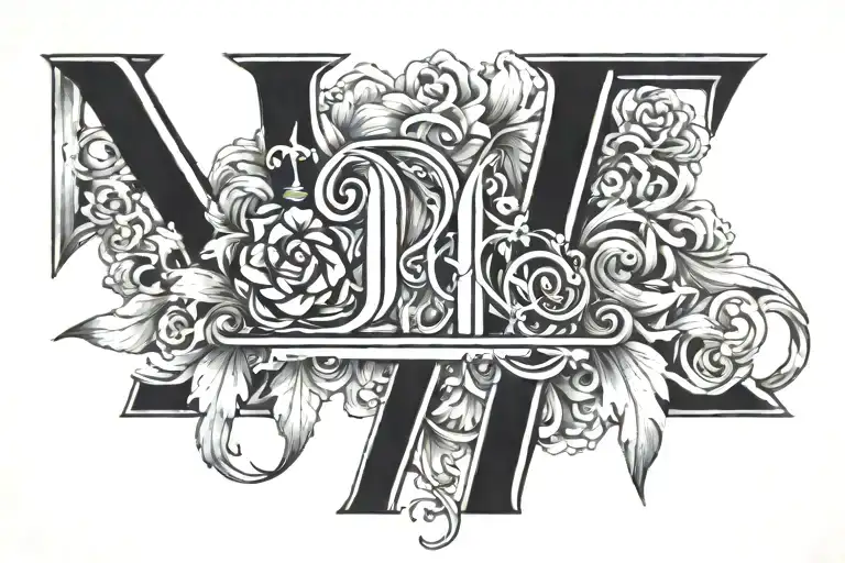 The birthday June 16th, 2006 in roman numerals and the letter J on top of it tattoo design idea
