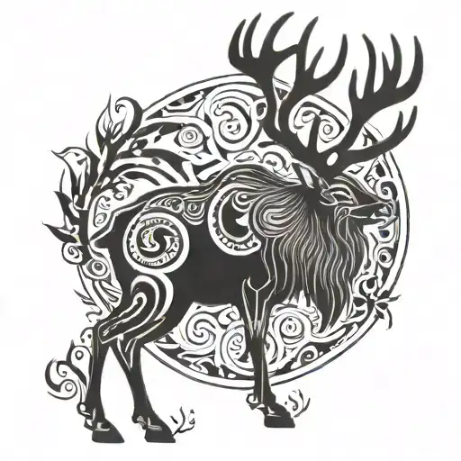 bull elk tattoo design idea