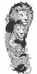 Leo lion with tribe hunter mark tattoo design idea