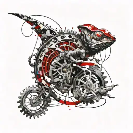 Steampunk chameleon tattoo design idea