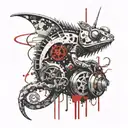 Steampunk chameleon tattoo design idea