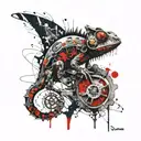 Steampunk chameleon tattoo design idea