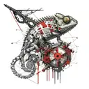 Steampunk chameleon tattoo design idea