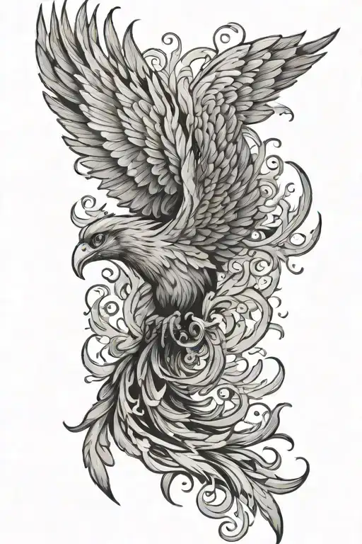 Phoenix rising from ashes tattoo design idea
