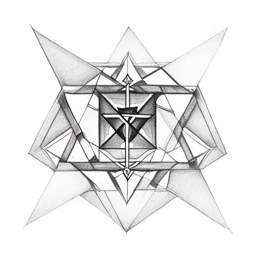 Triangle with cross in the middle and a dove at the top right of the triangle overlapping with the date 07 17 2023  tattoo design idea