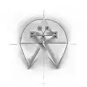 A triangle with a cross in the middle and a dove on the outside with the date July 17 2023 at the bottom  tattoo design idea