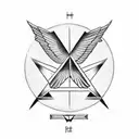 A triangle with a cross in the middle and a dove on the outside with the date July 17 2023 at the bottom  tattoo design idea