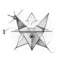 Triangle with a cross in the middle and a dove with the date 07 17 2023 at the bottom tattoo design idea