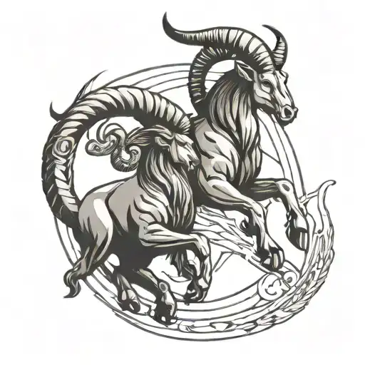 Capricorn & Aries zodiac symbol tattoo design idea