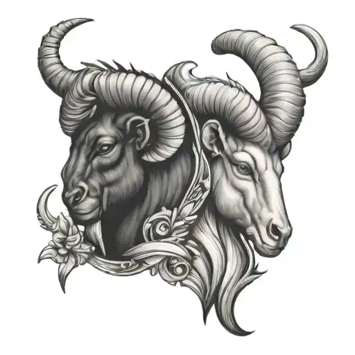 Capricorn & Aries zodiac symbol tattoo design idea