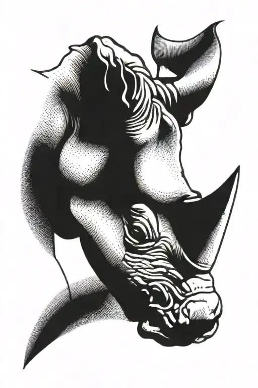 rhino head tattoo design idea