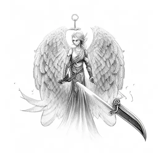 Flying Angel Girl Tattoo Design