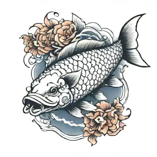 koi carp with a pigs head   tattoo design idea