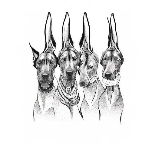3 headed doberman tattoo design idea