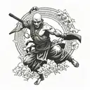 Shaolin warrior monk tattoo design idea