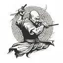 Shaolin warrior monk tattoo design idea