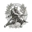 Shaolin warrior monk tattoo design idea