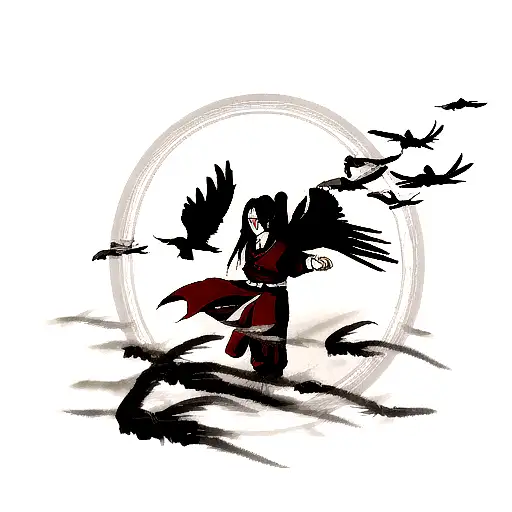 Itachi Uchiha with crows tattoo design idea