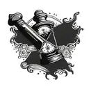 compass with hourglass bottle (flowing sand) inside representing tattoo design idea