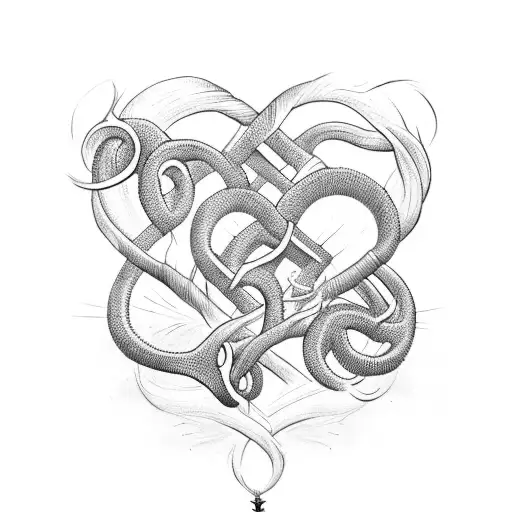 three connected rope hearts tattoo design idea