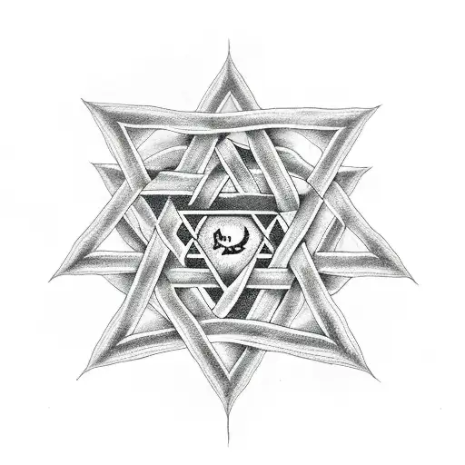 star of david made of vines with forest animals peeking out  tattoo design idea