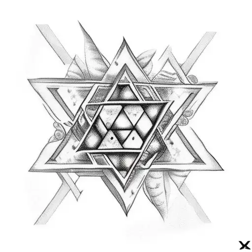 star of david made of plants with animals  tattoo design idea