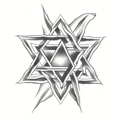 star of david made of plants with forest animals  tattoo design idea