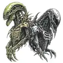 xenomorph from aliens and necromorph from dead space tattoo design idea