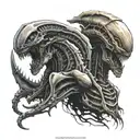 xenomorph from aliens and necromorph from dead space tattoo design idea